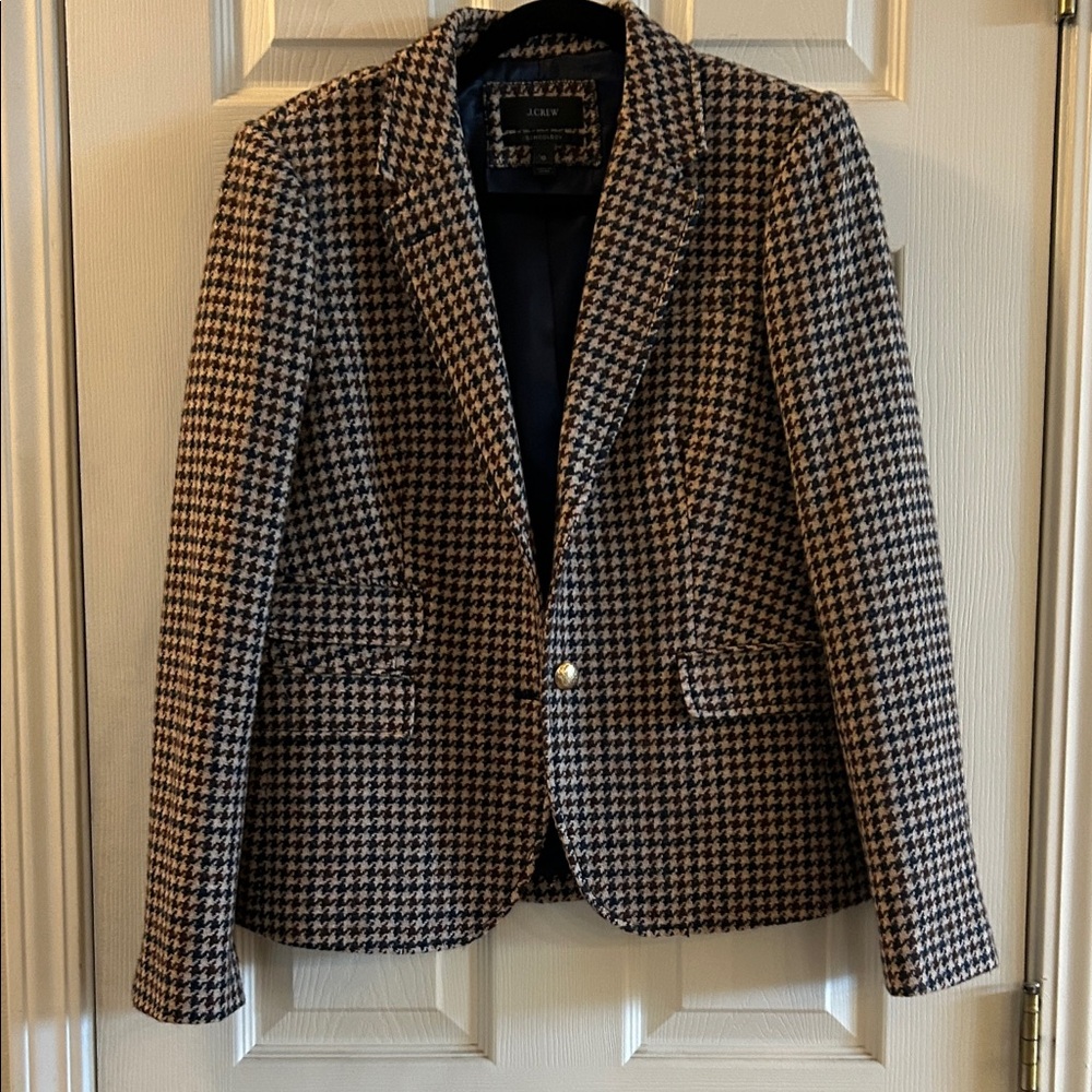 J. Crew Black and White Houndstooth Blazer